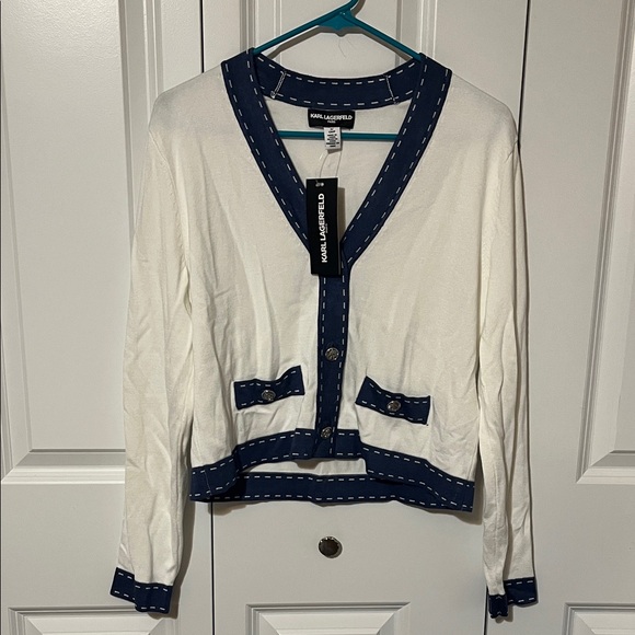 Karl Lagerfeld Paris V-Neck Knit Cardigan Sweater, Women’s Small NWT - $109! - Picture 4 of 7